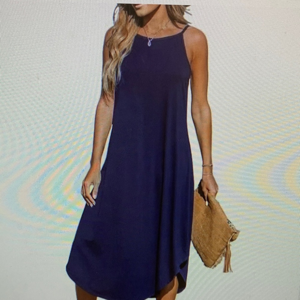 Cupshe Elegant Navy Sleeveless Maxi Swing Dress